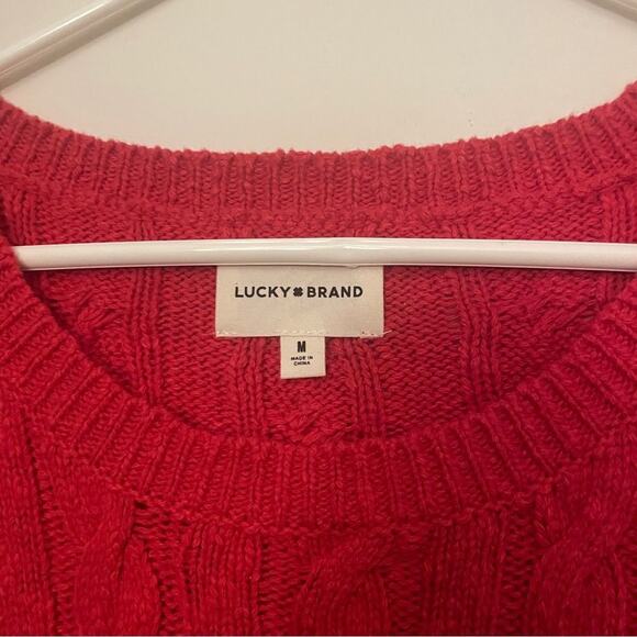 Lucky Brand Red Cable Knit Sweater Vest NWT Festive Holiday Christmas Size M - Picture 3 of 8